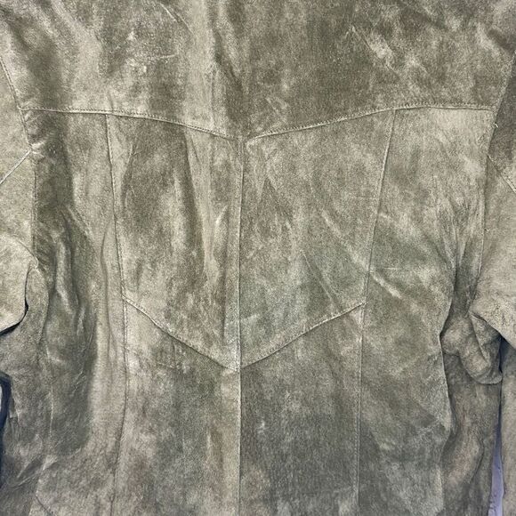 Vintage Y2K Wilsons Leather Leather Jackets Maxima Pea Green Suede Blazer Small - Picture 6 of 8